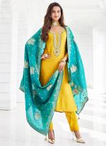 Rayon Mustard Traditional Wear Sequins Work Readymade Kurti Set